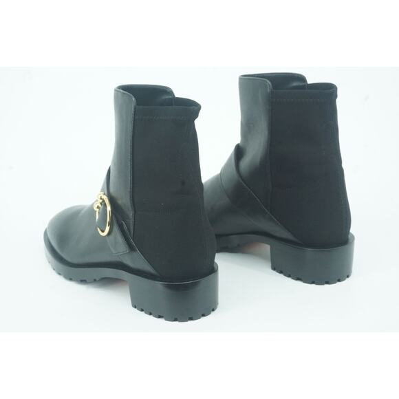 Stuart Weitzman Black LeatherLuxering Bootie Biker Ankle Size 9 Women's $595 - Picture 2 of 12
